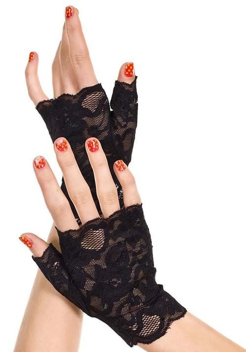 Black Lace Fingerless Gloves for Women - US 1627