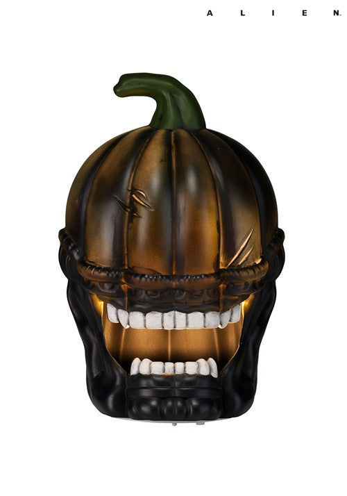 10-Inch Black Light Up Pumpkin Alien Halloween Decoration - US 4498