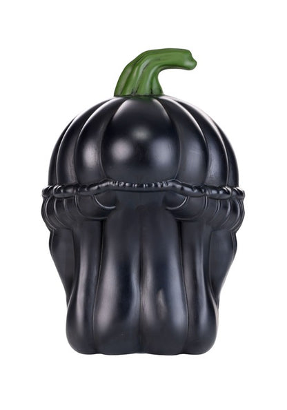 10-Inch Black Light Up Pumpkin Alien Halloween Decoration - US 4498