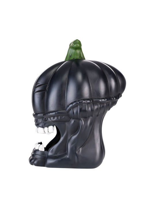 10-Inch Black Light Up Pumpkin Alien Halloween Decoration - US 4498