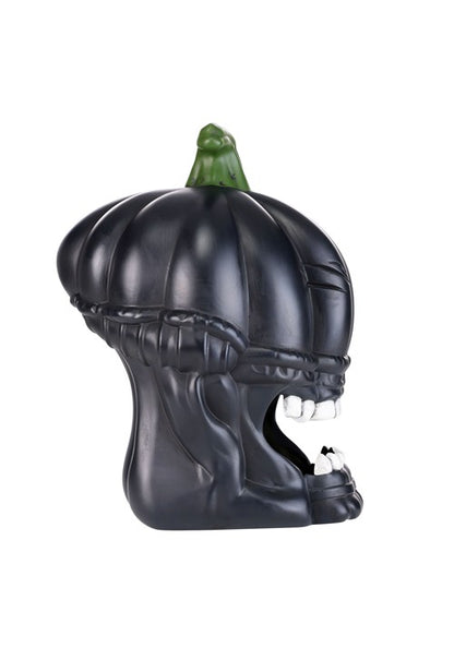10-Inch Black Light Up Pumpkin Alien Halloween Decoration - US 4498