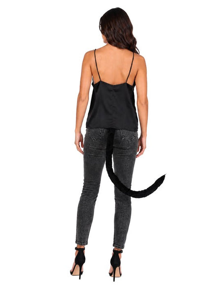 33-Inch Black Plush Cat Costume Tail Accessory - US 5532