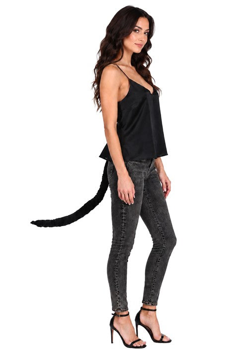 33-Inch Black Plush Cat Costume Tail Accessory - US 5532
