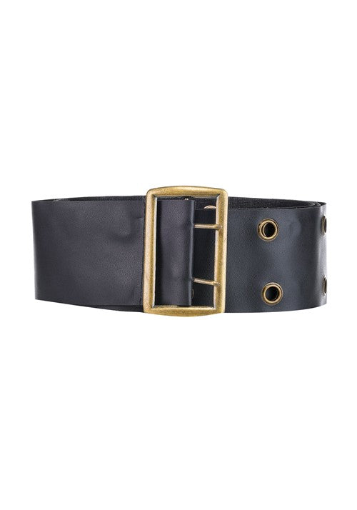 66-Inch Black Vinyl Double Layer Holes Costume Belt - US 8332