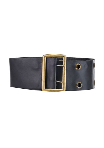 66-Inch Black Vinyl Double Layer Holes Costume Belt - US 8332