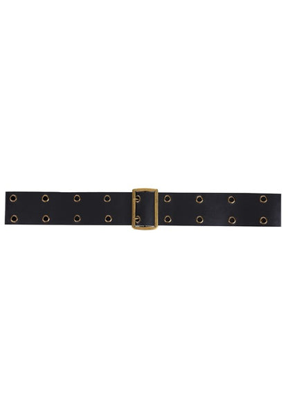 66-Inch Black Vinyl Double Layer Holes Costume Belt - US 8332