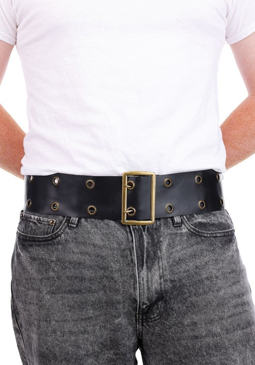 66-Inch Black Vinyl Double Layer Holes Costume Belt - US 8332