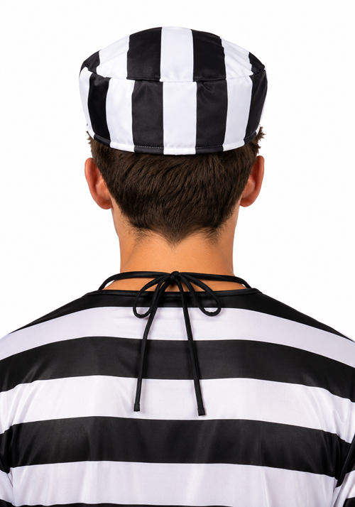 Adult Classic Black White Convict Costume Hat - US 8823