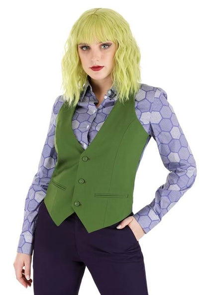 Blonde and Green Wavy Wig for Women - US 3158