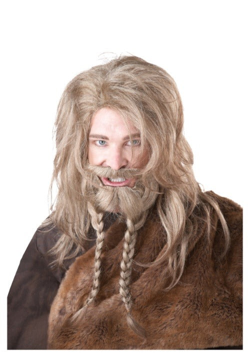 Blonde Men's Viking Wig Beard and Mustache - US 0479