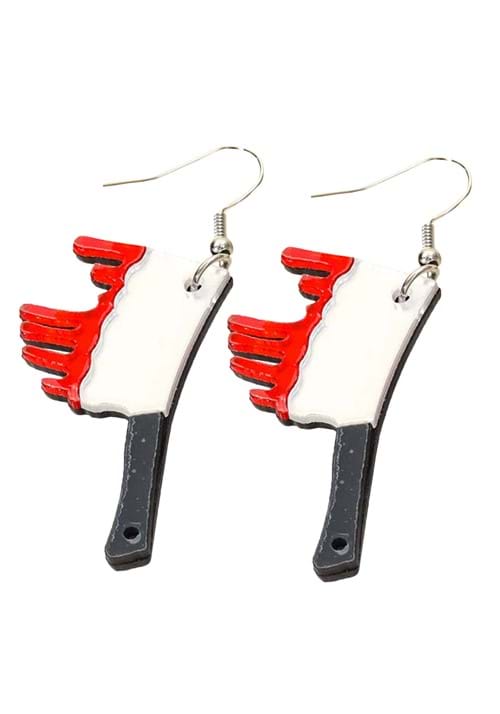 Bloody Butcher Knife Costume Earrings - US 0798