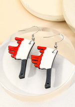 Bloody Butcher Knife Costume Earrings - US 0798
