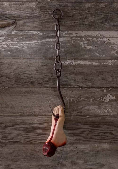 21-Inch Bloody Foot on Hook Prop Decoration - US 8154