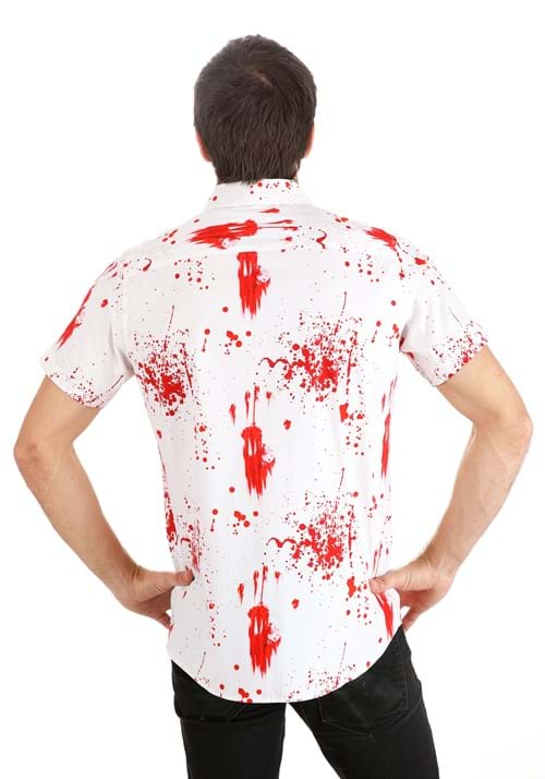 Adult Bloody Haunted Halloween Button Up Shirt - US 3668