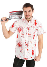 Adult Bloody Haunted Halloween Button Up Shirt - US 3668