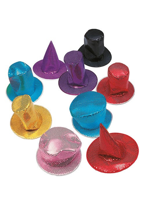 8-Inch Adult Blue Sequin Disco Hat Accessory - US 1557