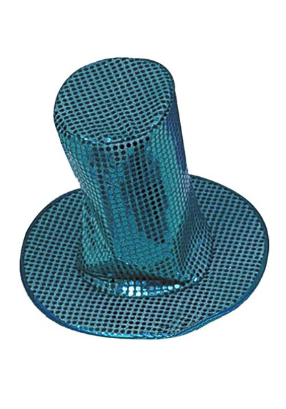 8-Inch Adult Blue Sequin Disco Hat Accessory - US 1557