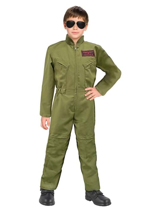 Green Fighter Pilot Jumpsuit Costume for Boys - US 9875