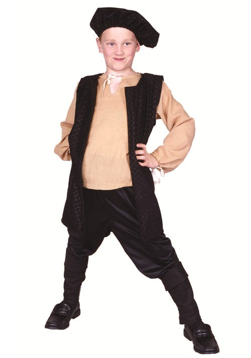 Boy's Renaissance Black Vest Costume - US 4428
