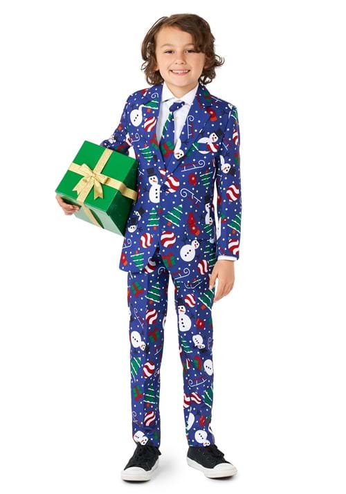 Boy's Suitmeister Christmas Snowman Blue Suit - US 6441