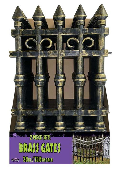 35" X 29" Brass Graveyard Gates Halloween Decoration - US 6433