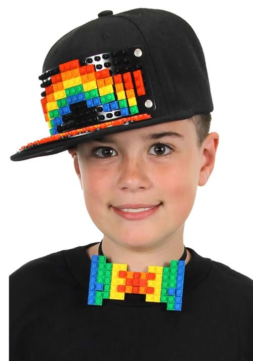Black Bricky Blocks Snapback Hat - US 7378