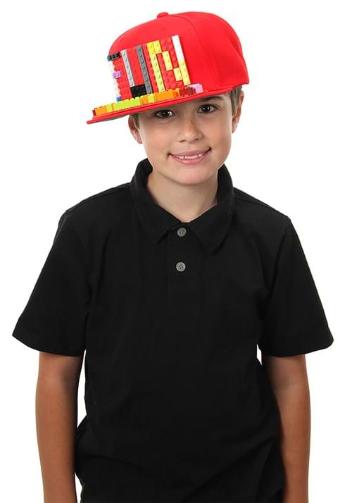 Red Bricky Blocks Snapback Hat - US 1640