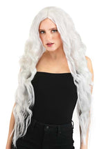 Long Bright White Wavy Wig - US 6047