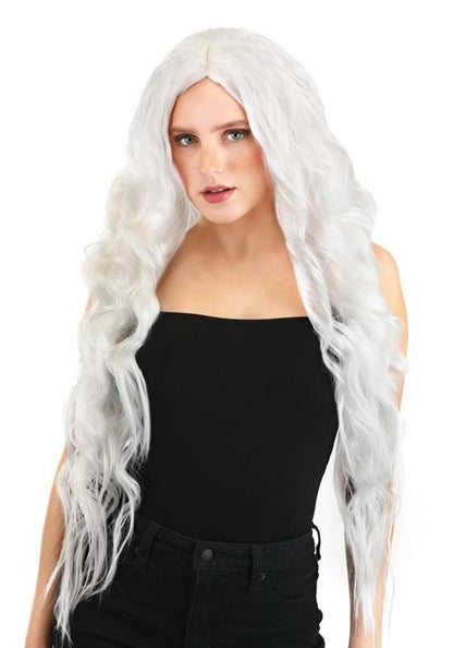 Long Bright White Wavy Wig - US 6047
