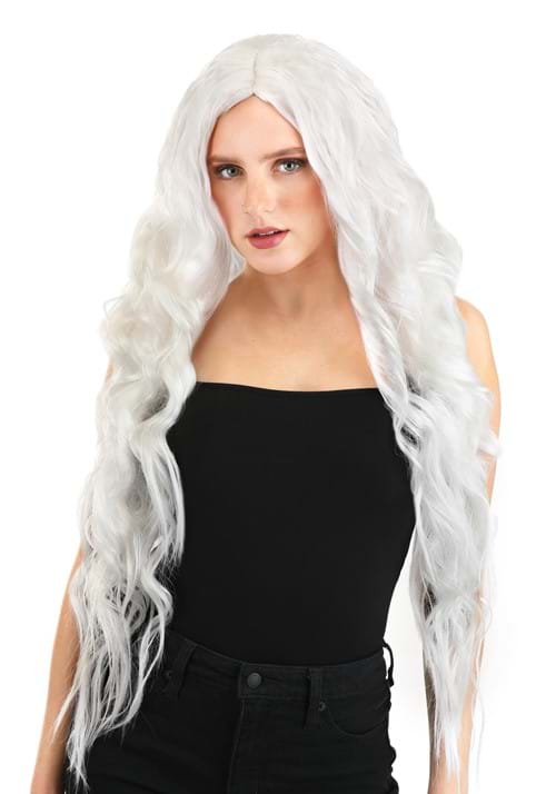 Long Bright White Wavy Wig - US 6047