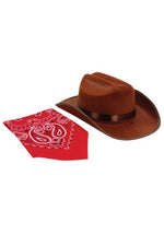 Brown Junior Cowboy Costume Hat and Bandana Accessory Set - US 5184