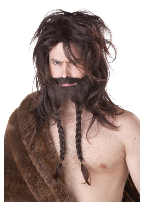 Men's Brown Viking Wig, Beard and Mustache Costume Set - US 3269