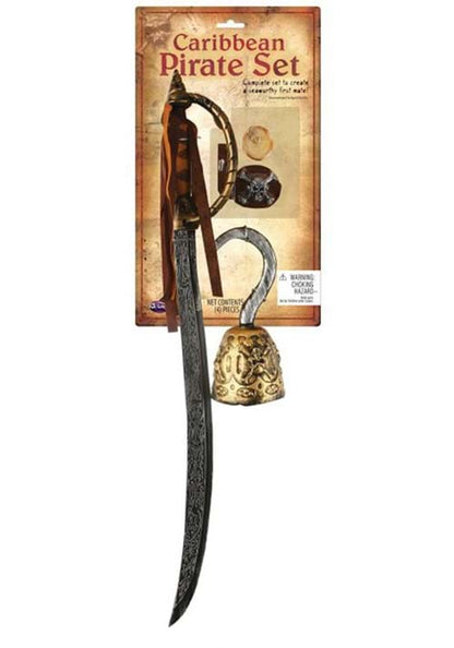 Caribbean Pirate Sword & Costume Accessory Kit - US 9619