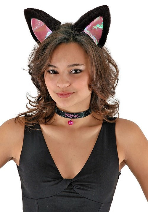 Cat Ears Headband Collar & Tail Kit Black & Pink - US 6237
