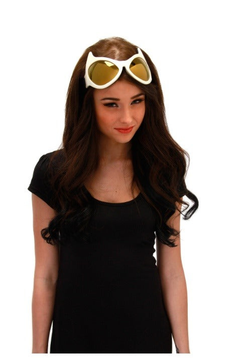 White & Gold Costume Cat Eye Goggles - US 7613