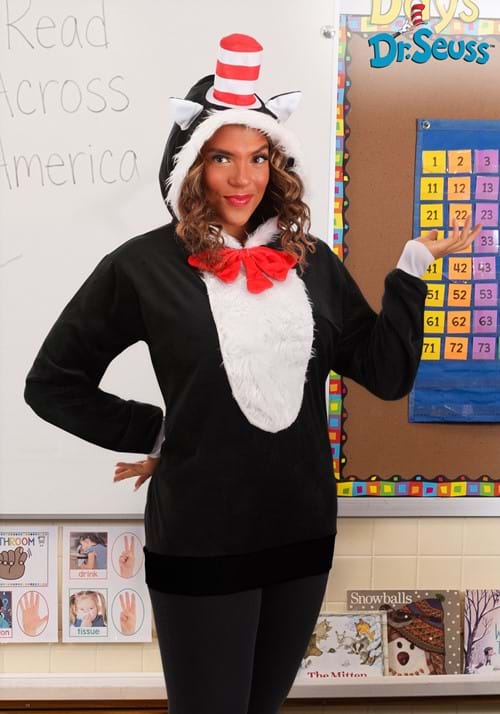 Cat in the Hat Hoodie Costume Top for Adults - US 3299
