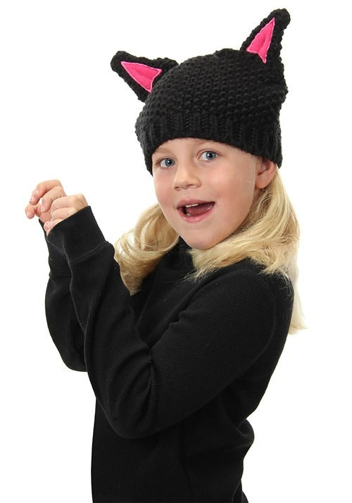 Knitted Black Cat Beanie - US 0414