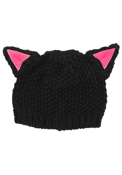 Knitted Black Cat Beanie - US 0414