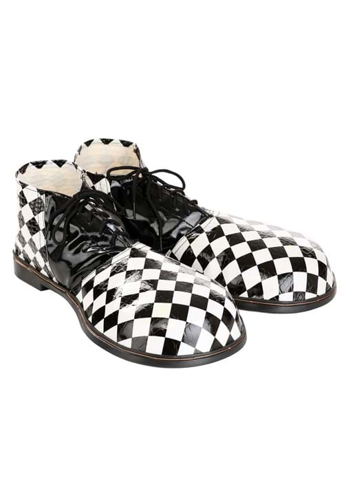 Checkered Black & White Jumbo Clown Costume Shoes for Adults - US 4578