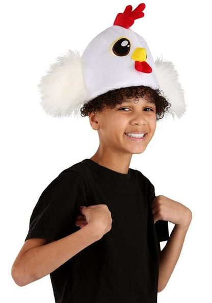 Velour White Chicken Costume Hat - US 0174