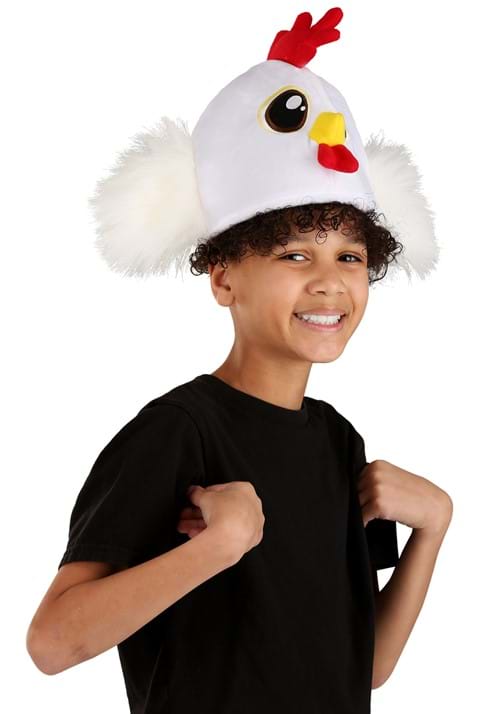 Velour White Chicken Costume Hat - US 0174