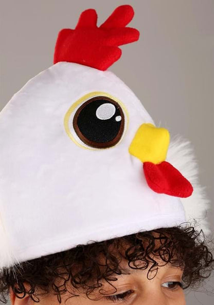 Velour White Chicken Costume Hat - US 0174