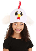 Velour White Chicken Costume Hat - US 0174