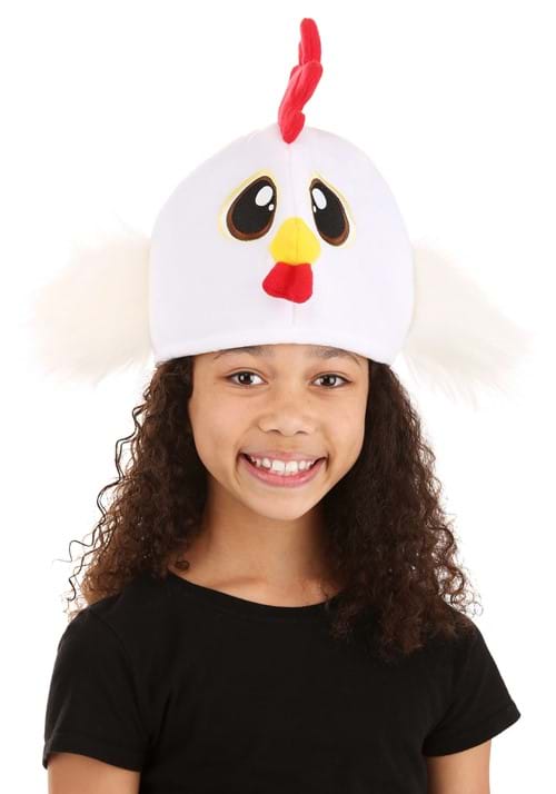 Velour White Chicken Costume Hat - US 0174