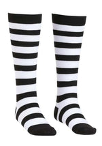 Girl's Black and White Striped Witch Socks - US 6301