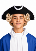 Child Black Felt Tricorn Pirate Costume Hat - US 0072