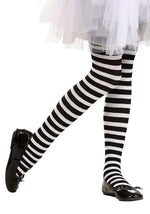 Black/White Striped Tights for Girls - US 1516