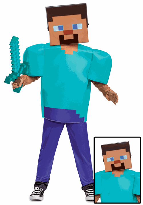 Deluxe Minecraft Steve/Herobrine Costume for Kids - US 3092