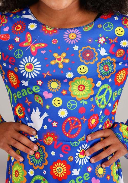 Girl's Flower Power Hippie Costume Dress - US 7475