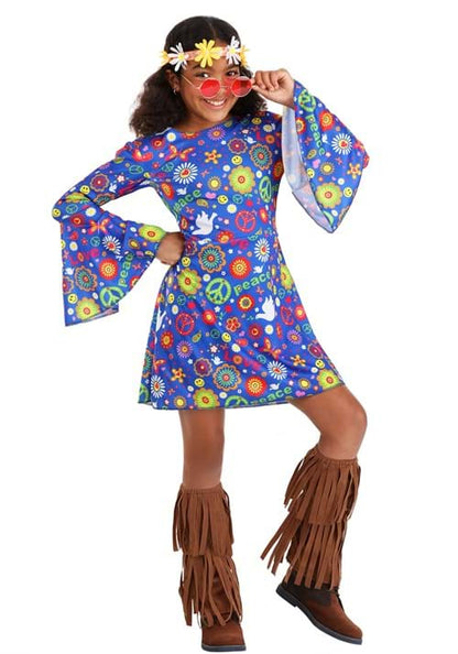 Girl's Flower Power Hippie Costume Dress - US 7475